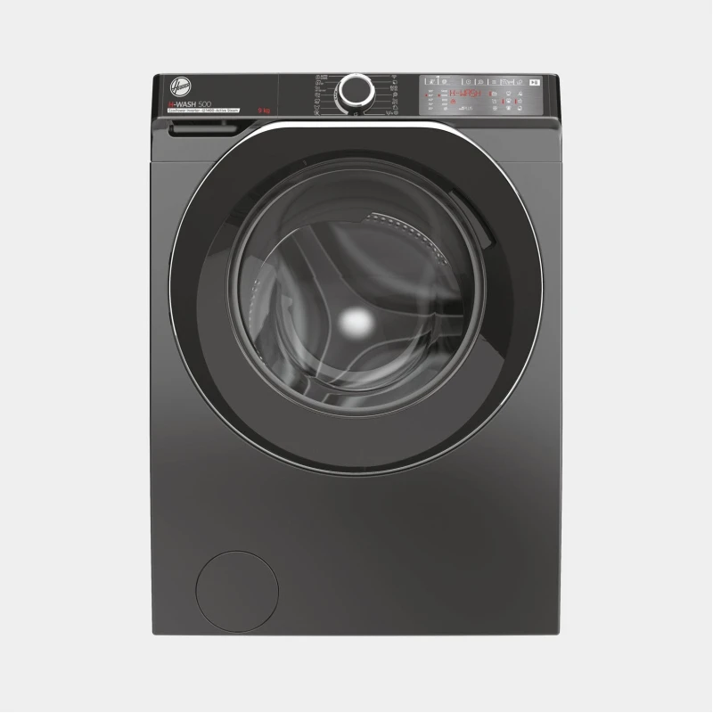 غسالة ملابس هوفر H-Wash 500 سعة 9 كجم جرافيت أنثراسايت فئة A مع سرعة دوران 1400 دورة في الدقيقة، اتصال Wi-Fi، وضع KG، و 16 برنامج غسيل لغسيل فعال للملابس - هوفر